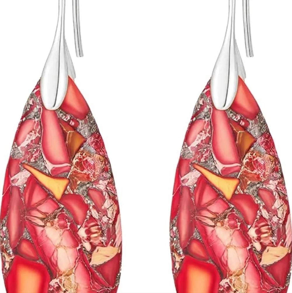 Elegant Red Dangle Earrings - Picture 6 of 8